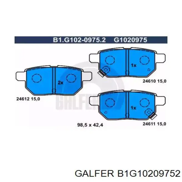 Задние тормозные колодки B1G10209752 Galfer