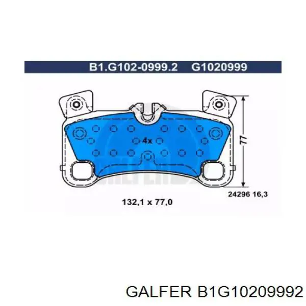 Колодки тормозные задние дисковые GALFER B1G10209992