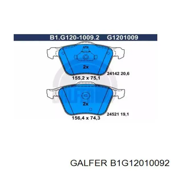 B1G12010092 Galfer колодки тормозные передние дисковые