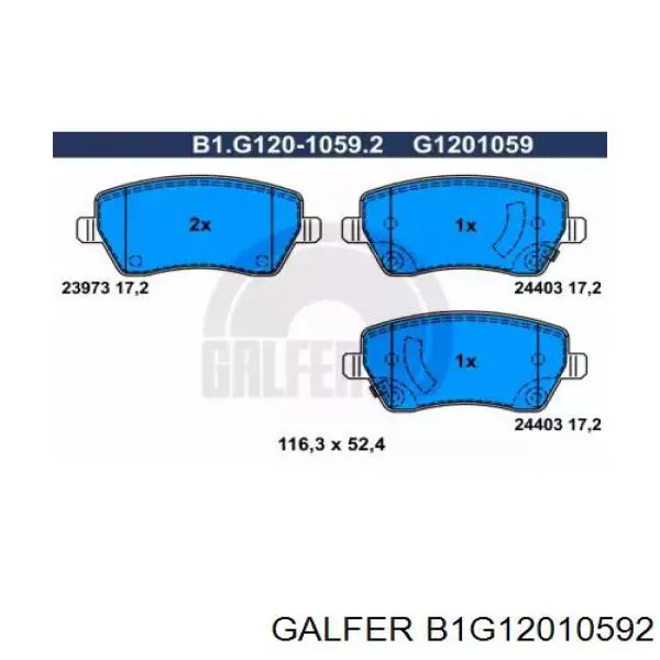 Передние тормозные колодки B1G12010592 Galfer