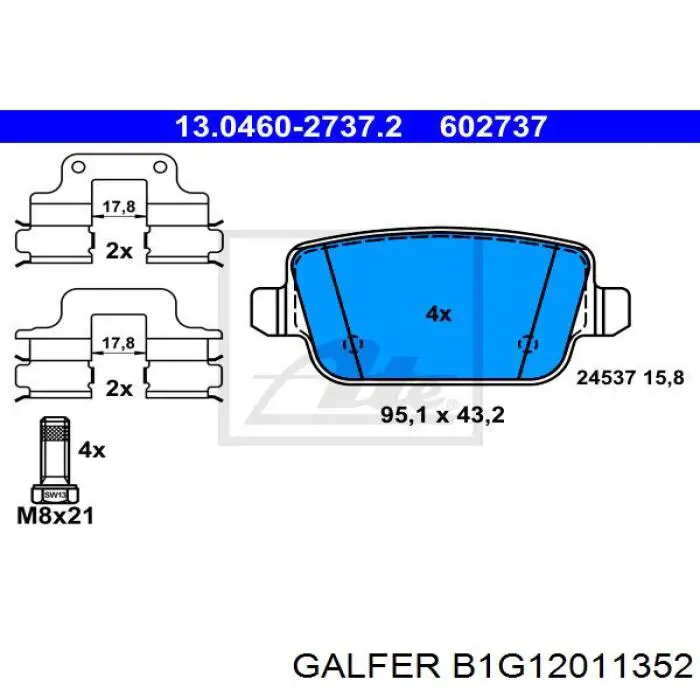 B1G12011352 Galfer колодки тормозные задние дисковые