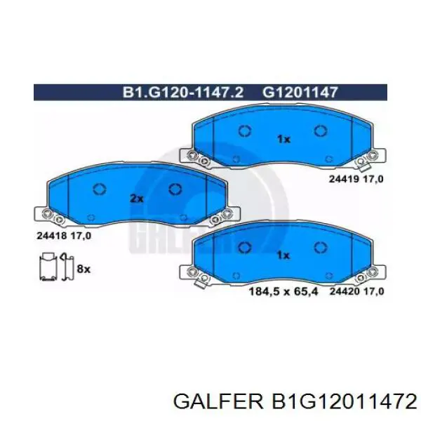 Передние тормозные колодки B1G12011472 Galfer