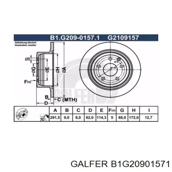 B1G20901571 Galfer диск тормозной задний