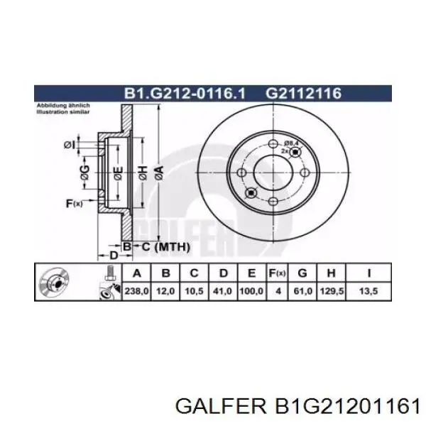 B1G21201161 Galfer диск тормозной передний