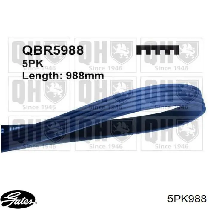Купить 5PK988 Gates Ремень генератора