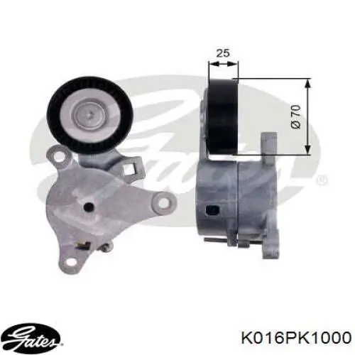 Ремень агрегатов приводной, комплект Gates K016PK1000 цена, от 72.87 USD