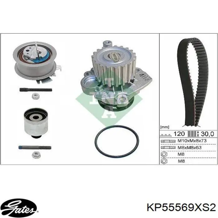 ГРМ ремни, комплект Gates KP55569XS2 цена, от 128.12 USD