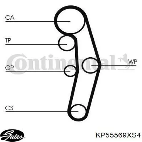 Ремень ГРМ, комплект Gates KP55569XS4