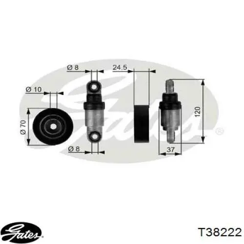 Демпфер натяжителя приводного ремня Gates T38222 цена, от 36.27 USD