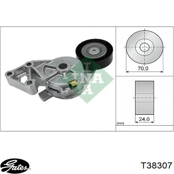 T38307 Gates Натяжитель клинового ремня