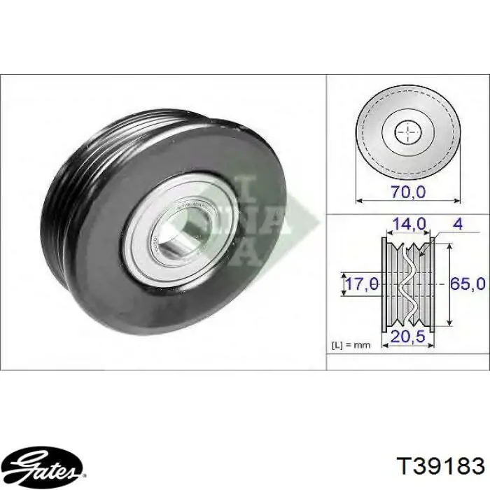 Натяжной ролик Gates T39183 цена, от 17.91 USD