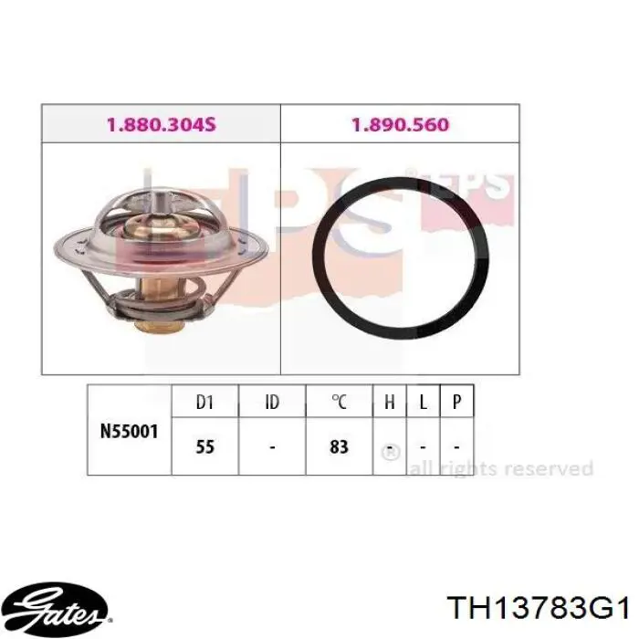 Термостат в корпусе Gates TH13783G1 цена, от 9.87 USD