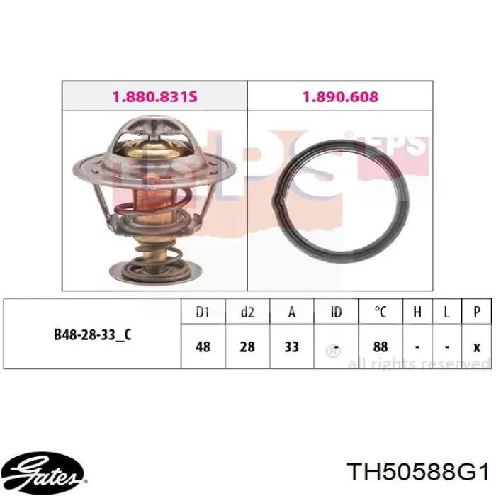 Купить TH50588G1 Gates Автомобильный термостат