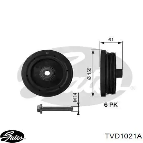 Шкив коленвала TVD1021A Gates