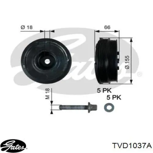 Шкив коленвала (демпфер) Gates TVD1037A цена, от 122.68 USD