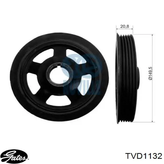 Шкив коленвала (демпфер) Gates TVD1132A цена, от 34.99 USD