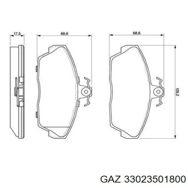 Передние тормозные колодки 33023501800 GAZ