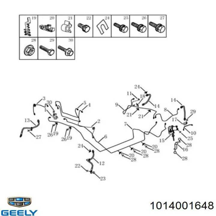 1014001648 Geely Шланг тормозной левый передний