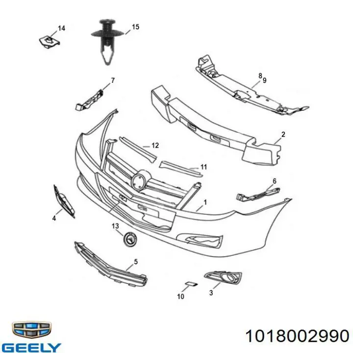 1018002990 Geely Молдинг переднего бампера, правый