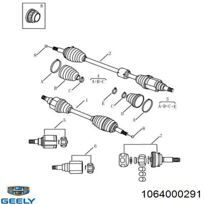 1064000291 Geely junta homocinética externa dianteira