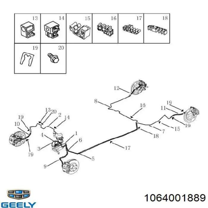 1064001889 Geely Шланг тормозной задний левый