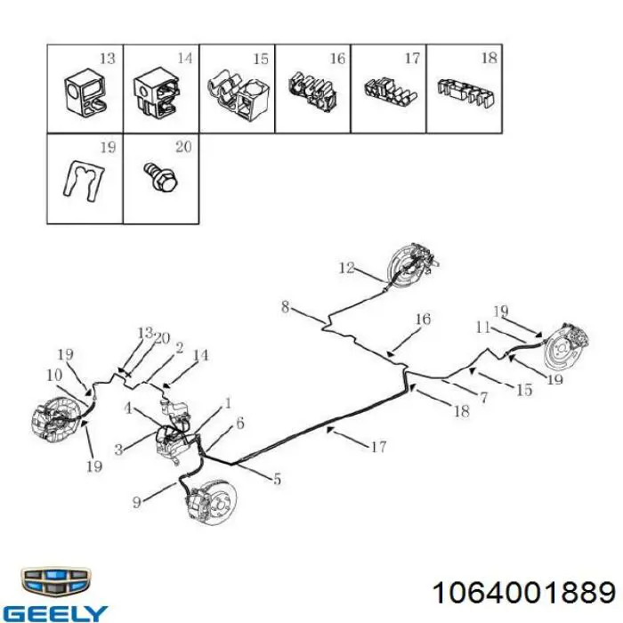 Шланг тормозной задний, левый Geely 1064001889 цена, от 4.75 USD