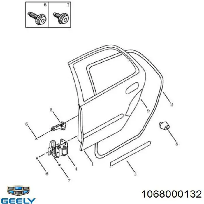 1068000132 Geely Отбойник дверей