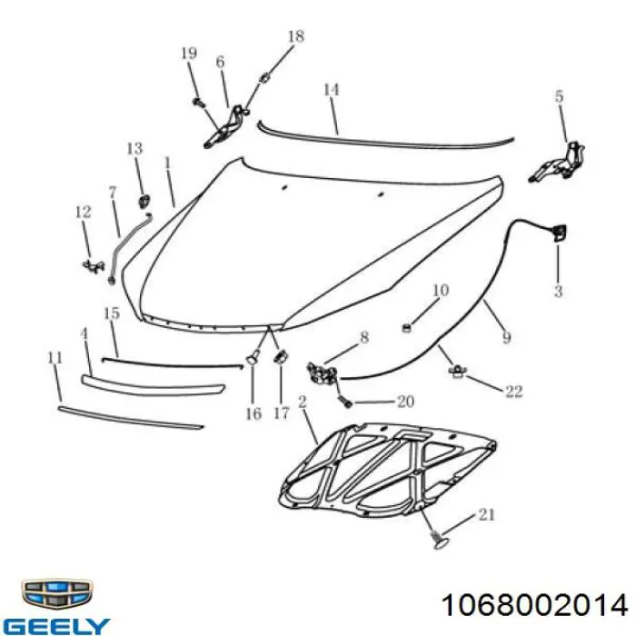 1068002014 Geely Молдинг капота