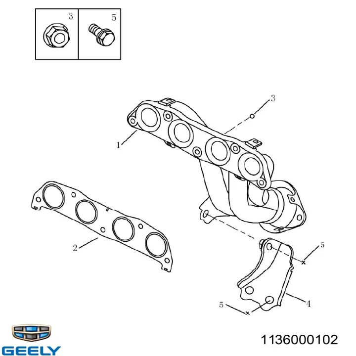 1136000102 Geely vedante de tubo coletor de escape