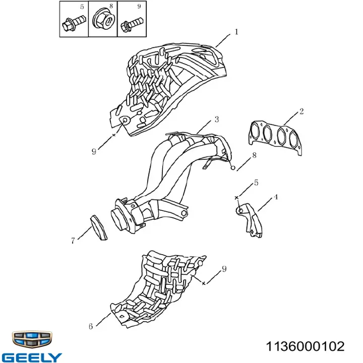 1136000102 Geely Прокладка коллектора выпуск