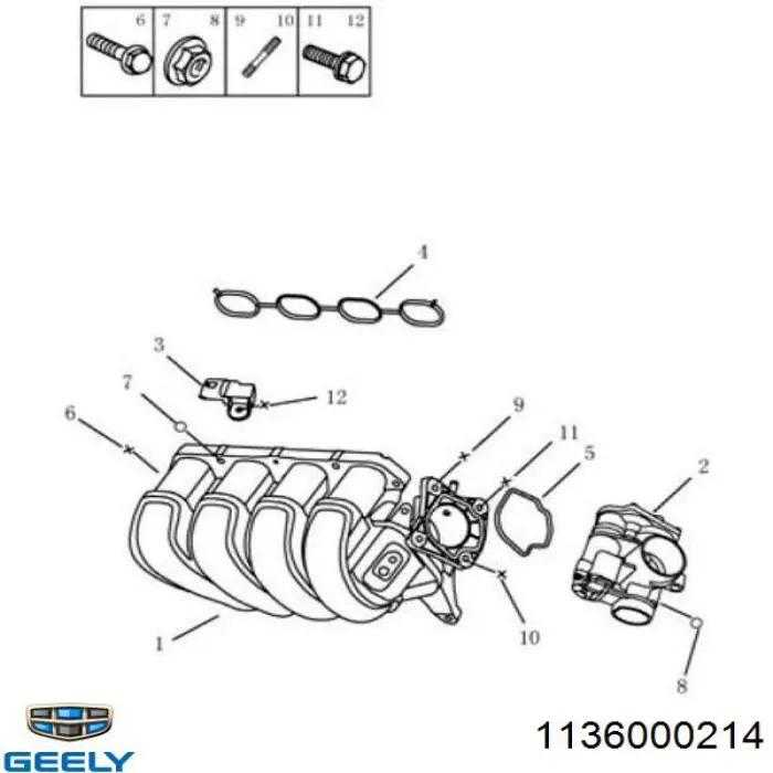 1136000214 Geely  Прокладка впускного коллектора