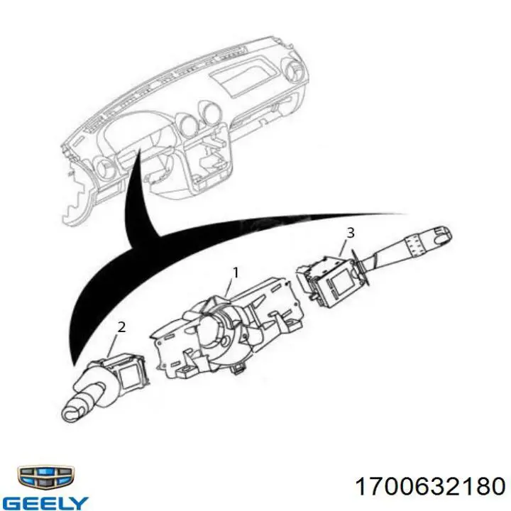 1700632180 Geely comutador esquerdo instalado na coluna da direção