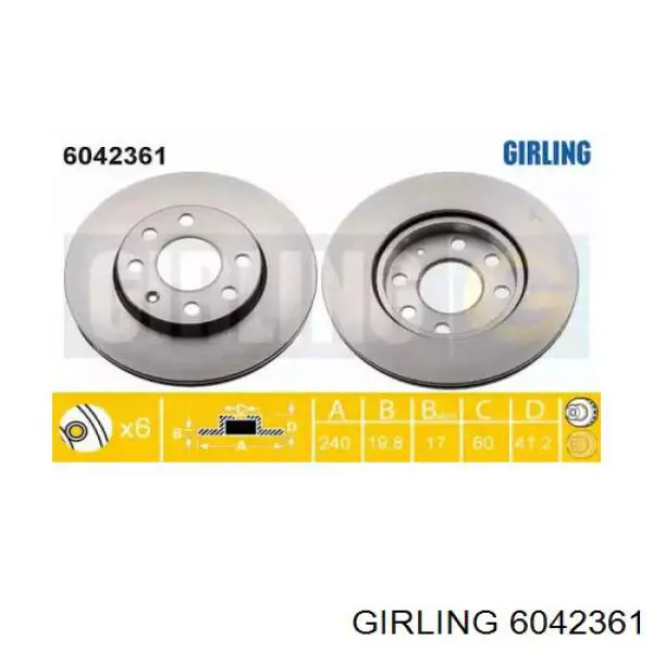 6042361 Girling диск тормозной передний