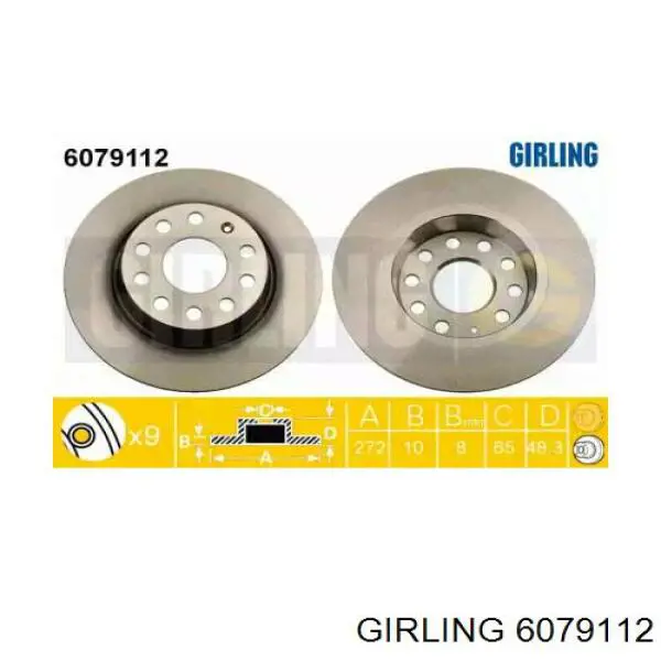 6079112 Girling disco do freio traseiro