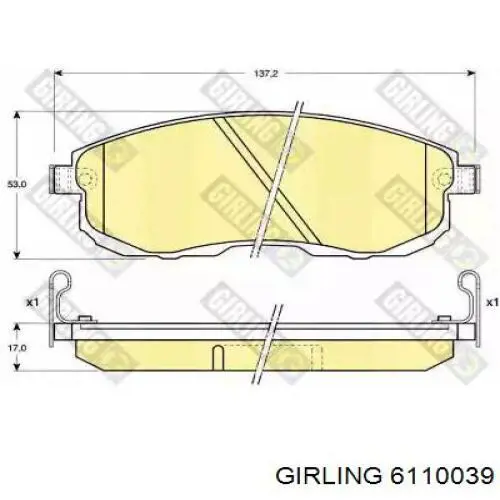 Передние тормозные колодки 6110039 Girling