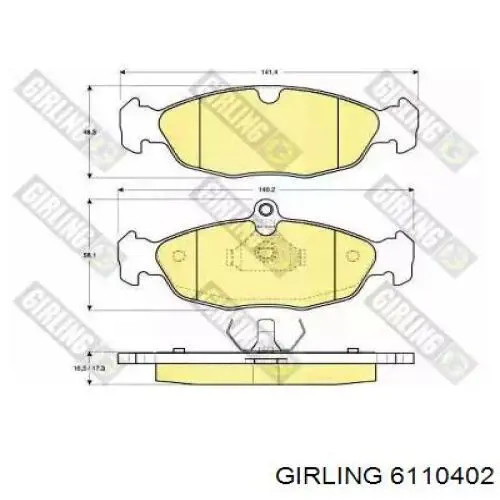 6110402 Girling колодки тормозные передние дисковые