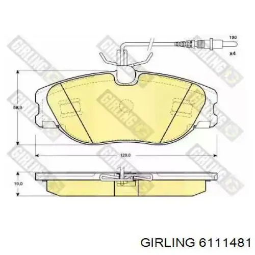 Передние тормозные колодки 6111481 Girling