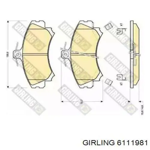6111981 Girling колодки тормозные передние дисковые