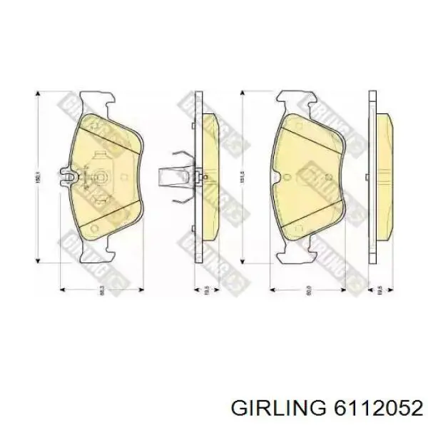6112052 Girling колодки тормозные передние дисковые