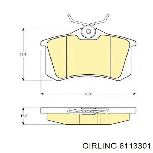 Задние тормозные колодки 6113301 Girling