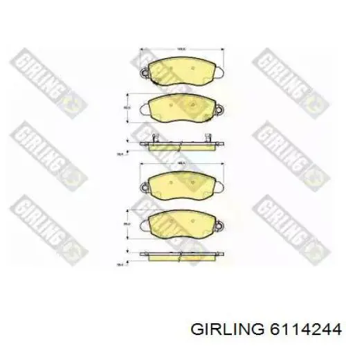 Передние тормозные колодки 6114244 Girling