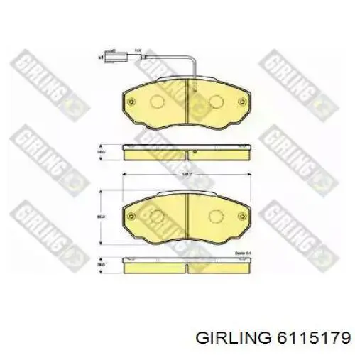 6115179 Girling колодки тормозные передние дисковые