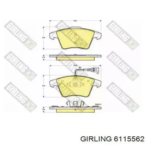 Передние тормозные колодки 6115562 Girling