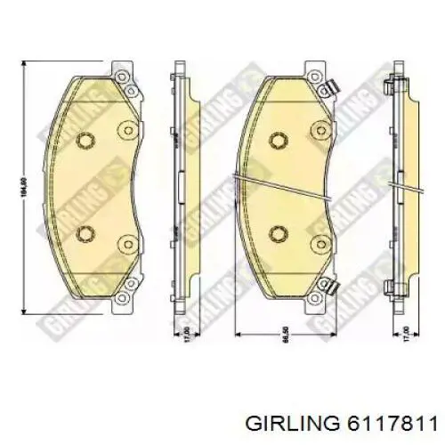 6117811 Girling колодки тормозные передние дисковые