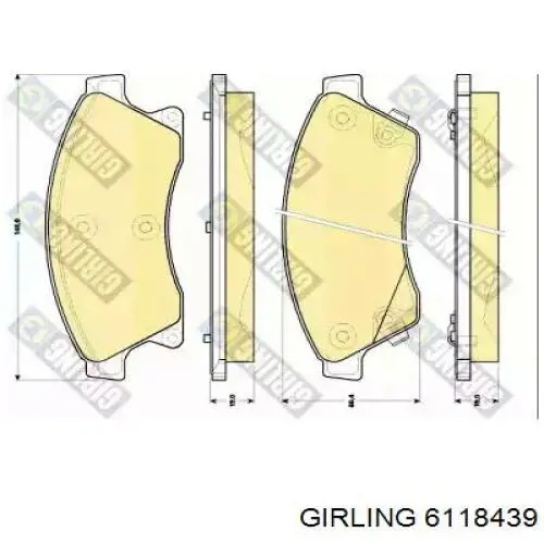 Передние тормозные колодки 6118439 Girling