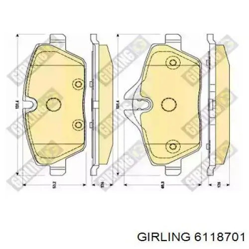 Передние тормозные колодки 6118701 Girling