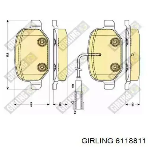 6118811 Girling колодки тормозные задние дисковые