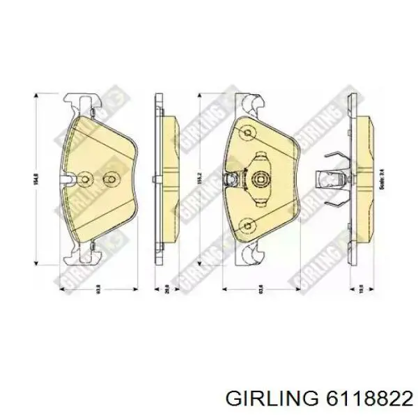 Передние тормозные колодки 6118822 Girling