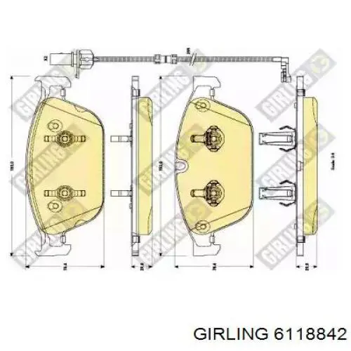 Передние тормозные колодки 6118842 Girling