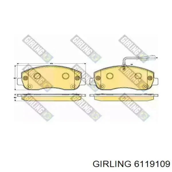 Передние тормозные колодки 6119109 Girling